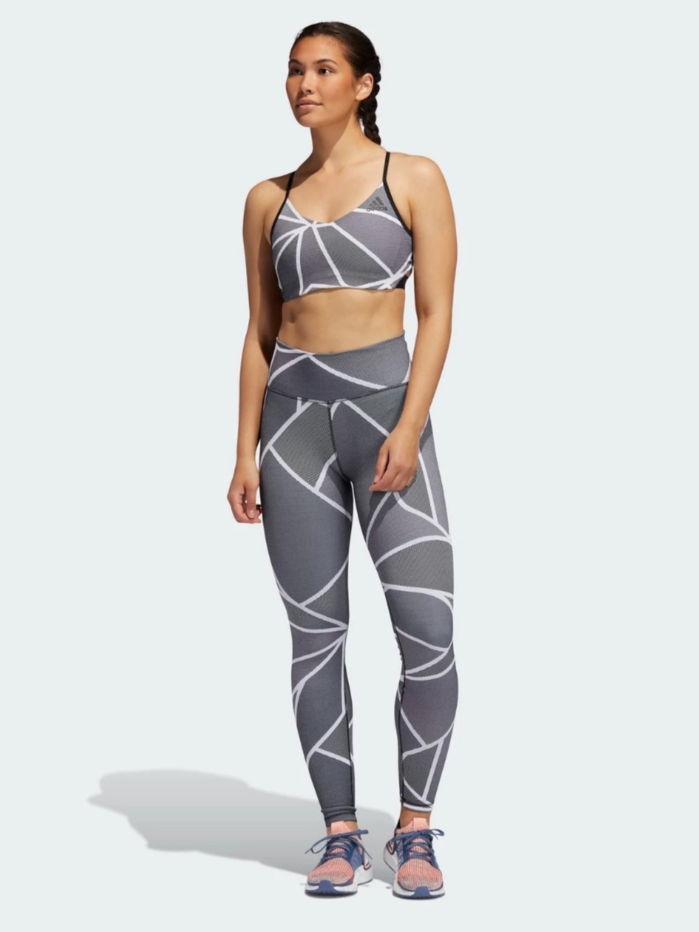 adidas Grey Black & White Geometric Legging size M